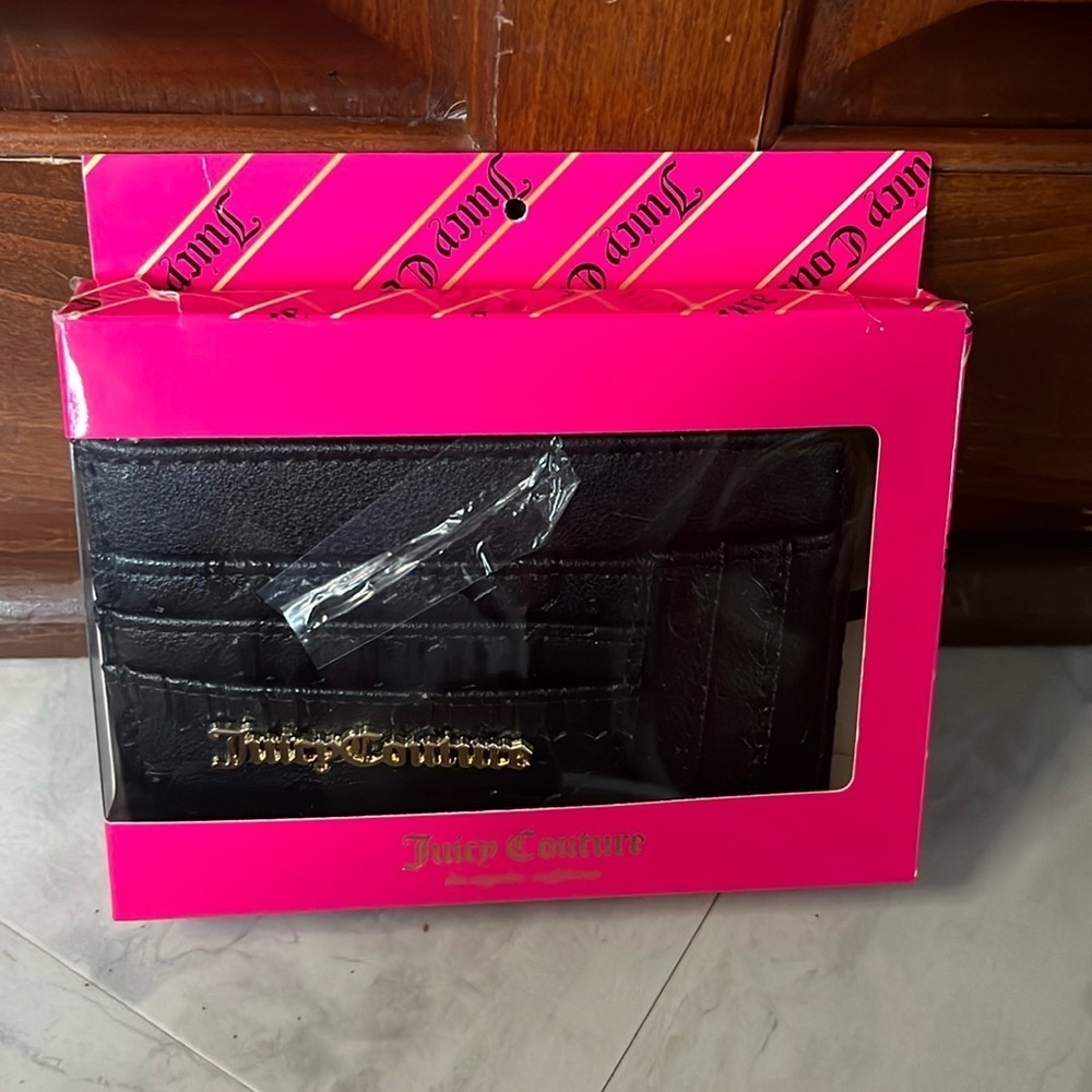 Juicy couture ID wallet & card holder / key chain black Vegan leather - Picture 4 of 10